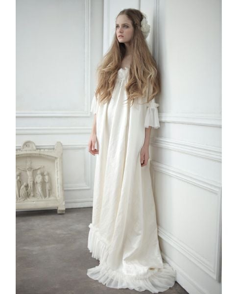 Palm wedding order made. Palm maison×hoshiヘンプシルクのフリル付きチュニックドレス