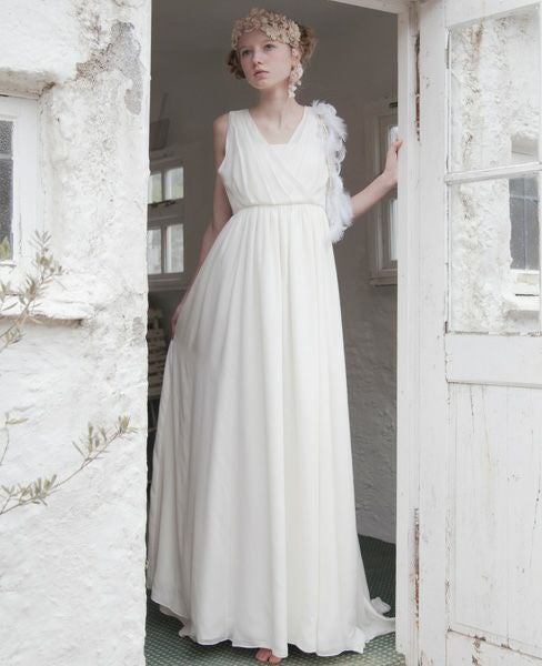 Palm wedding order made.hoshiシルクシフォンカシュクールドレス