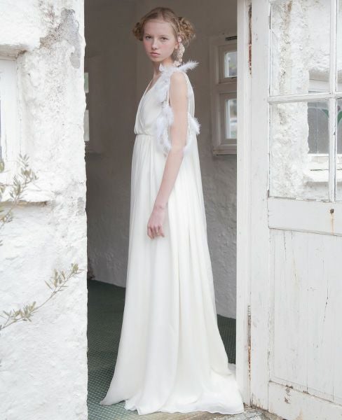 Palm wedding order made.hoshiシルクシフォンカシュクールドレス