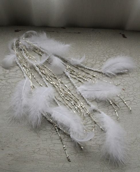 Palm wedding.hoshiアンティークビーズと羽の肩飾り