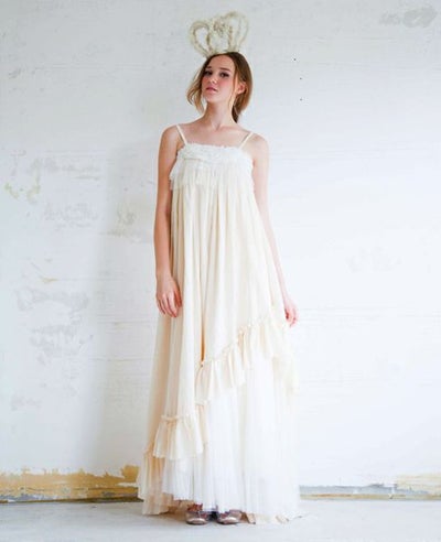 Palm wedding order made.HOSHI オーガニックコットンとシルクチュールのドレス