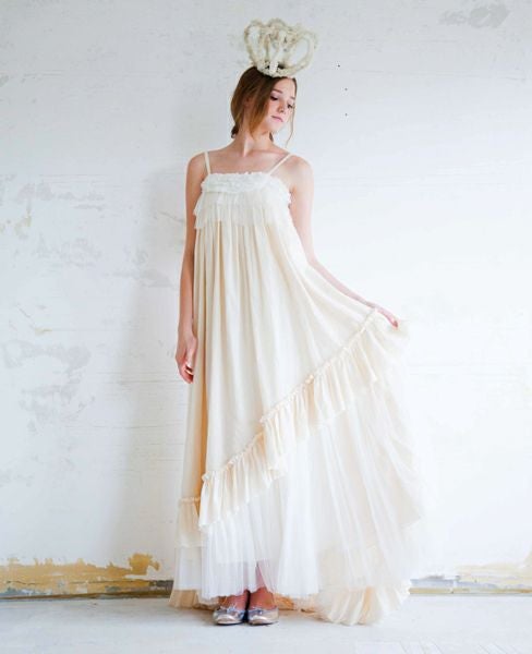 Palm wedding order made.HOSHI オーガニックコットンとシルクチュールのドレス