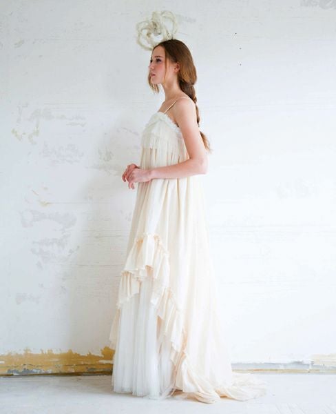 Palm wedding order made.HOSHI オーガニックコットンとシルクチュールのドレス