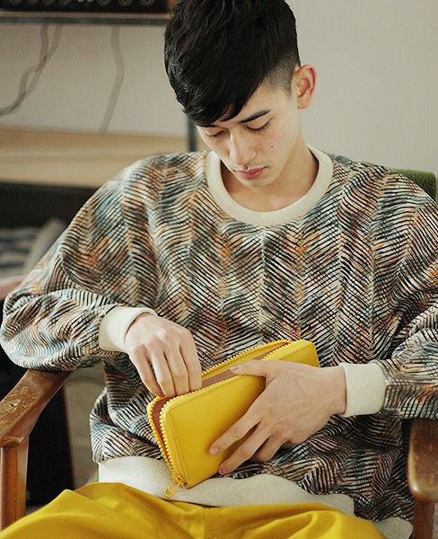macromauro マクロマウロ.Kip Wallet Jumbo[Yellow/blue.]