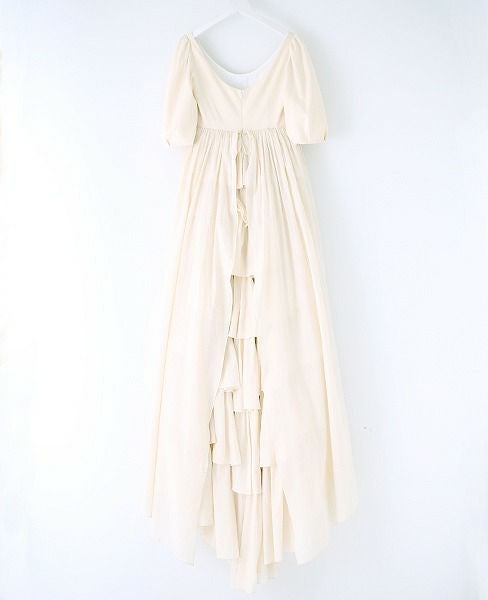 Palm wedding order made.HOSHI オーガニックコットンボリューム袖バックティアードドレス