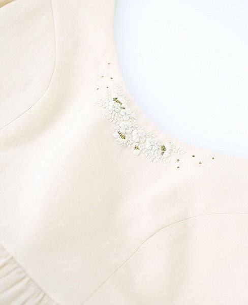 Palm wedding order made.HOSHI オーガニックコットンボリューム袖バックティアードドレス