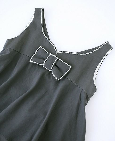 Palm wedding order made.HOSHI オーガニックコットンペプラムブラックドレス