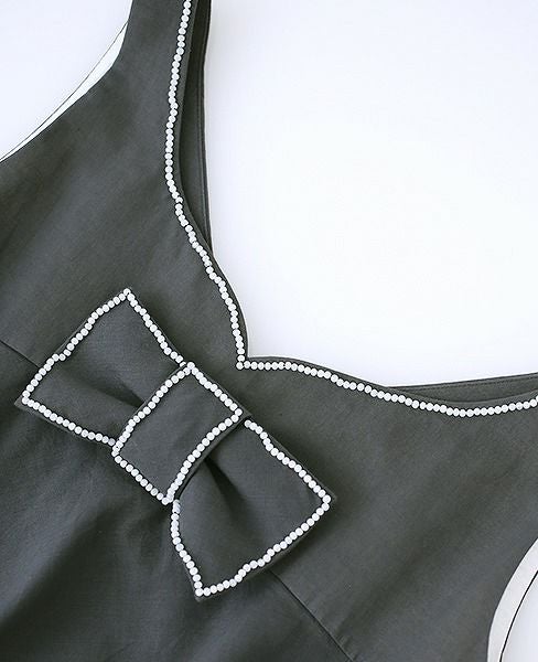 Palm wedding order made.HOSHI オーガニックコットンペプラムブラックドレス