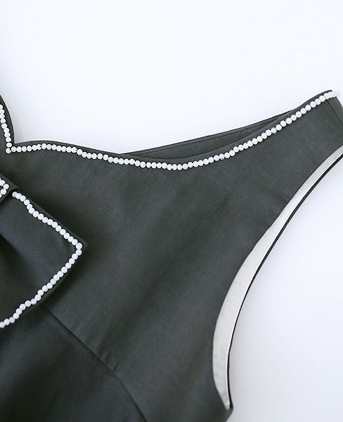 Palm wedding order made.HOSHI オーガニックコットンペプラムブラックドレス