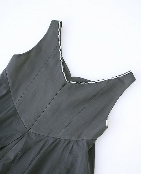 Palm wedding order made.HOSHI オーガニックコットンペプラムブラックドレス