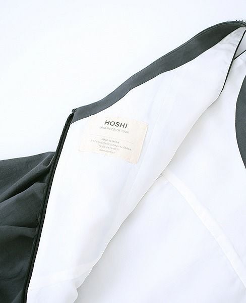 Palm wedding order made.HOSHI オーガニックコットンペプラムブラックドレス