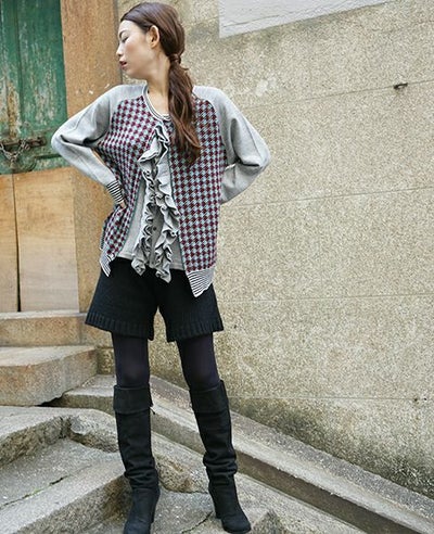 SWANLAKE.フリルカーディガン[wine]