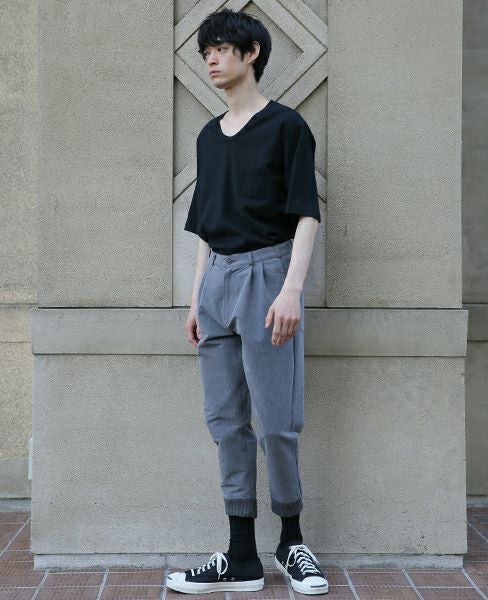 YANTOR.Grosgrain Rib Pants(Y164PT07-GRAY)