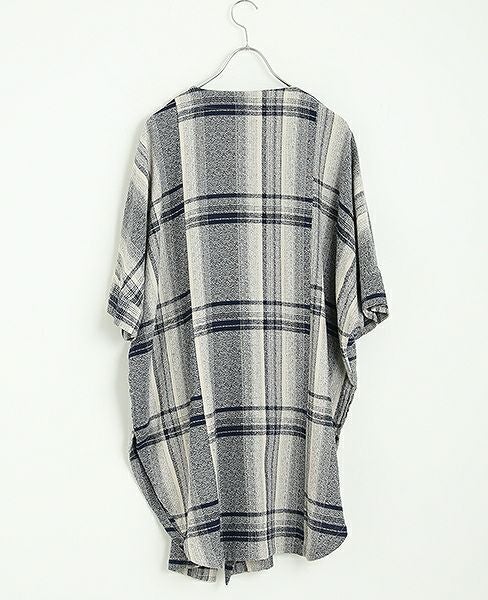 YANTOR.Amunzen Check Haori Coat[Y173CO03/BLUE]