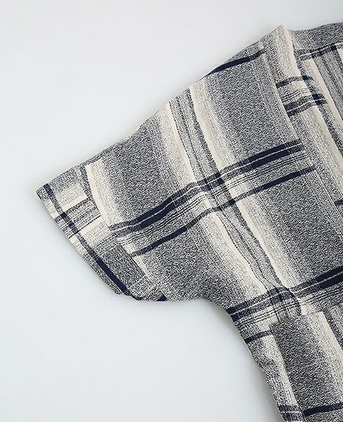 YANTOR.Amunzen Check Haori Coat[Y173CO03/BLUE]