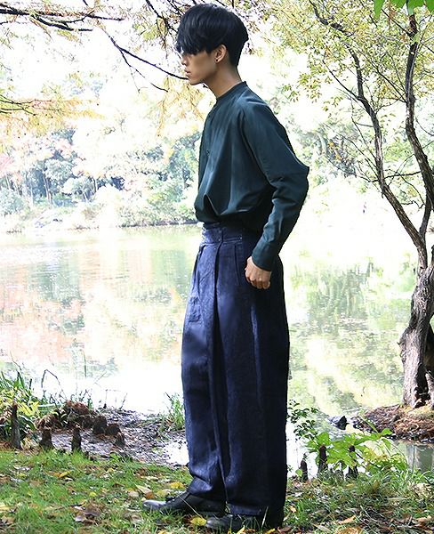 YANTOR Linen Denim 1:2 tuck Pants[Y173PT05/BLUE]