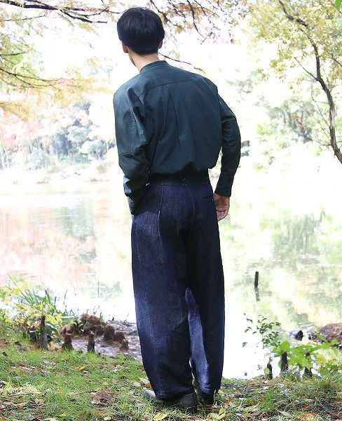 YANTOR Linen Denim 1:2 tuck Pants[Y173PT05/BLUE]
