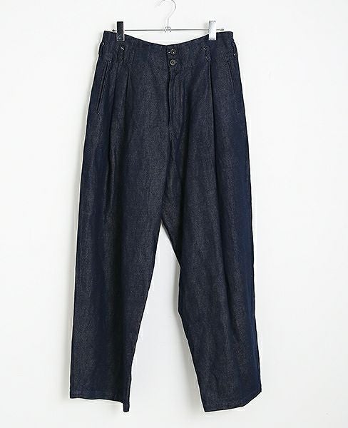 YANTOR Linen Denim 1:2 tuck Pants[Y173PT05/BLUE]