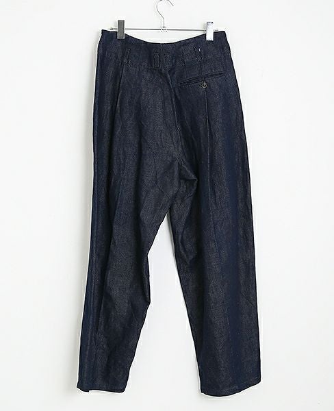 YANTOR Linen Denim 1:2 tuck Pants[Y173PT05/BLUE]