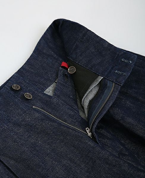YANTOR.Linen Denim 1:2 tuck Pants[Y173PT05/BLUE]