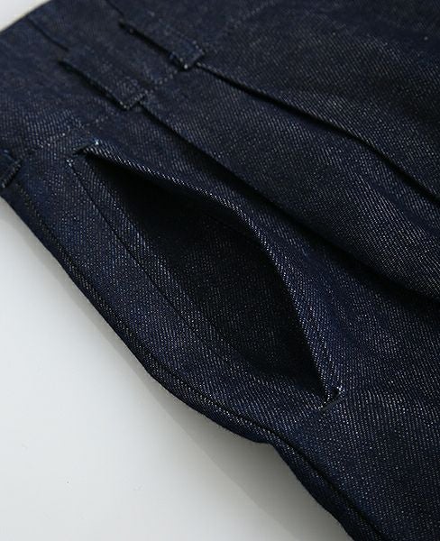 YANTOR.Linen Denim 1:2 tuck Pants[Y173PT05/BLUE]