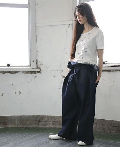 hatra×Palm maison.ハトラ×パームメゾン.限定復刻 ・巻デニム ワイド [NAVY]_
