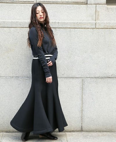 SWANLAKE.ボンディングチューリップスカート[SK-1006/BLACK]
