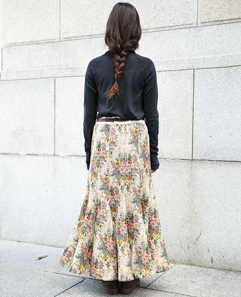 SWANLAKE.ゴブランチューリップスカート[SK-1007/BEIGE]