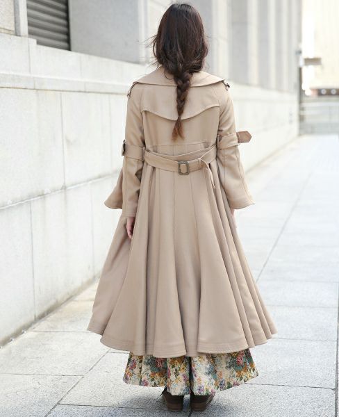  トレンチジャケット SWANLAKE ロングチューリップトレンチコート[CO-1020/CAMEL]