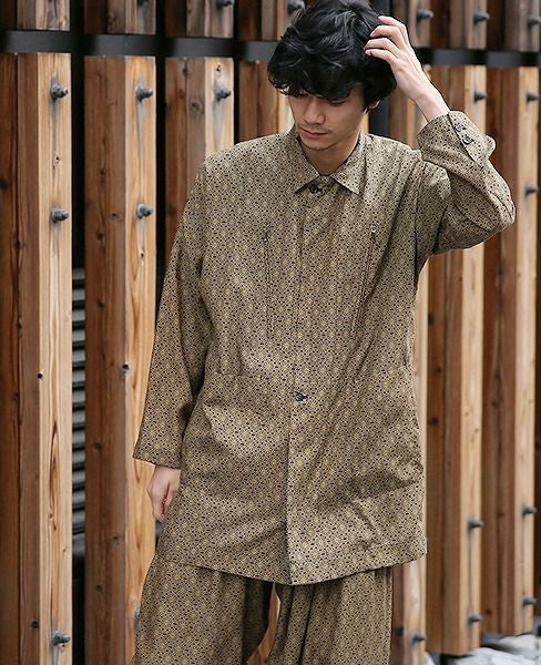 YANTOR 幾何学模様 YANTOR Geometric Long Jacket[Y183JK01/YELLOW]
