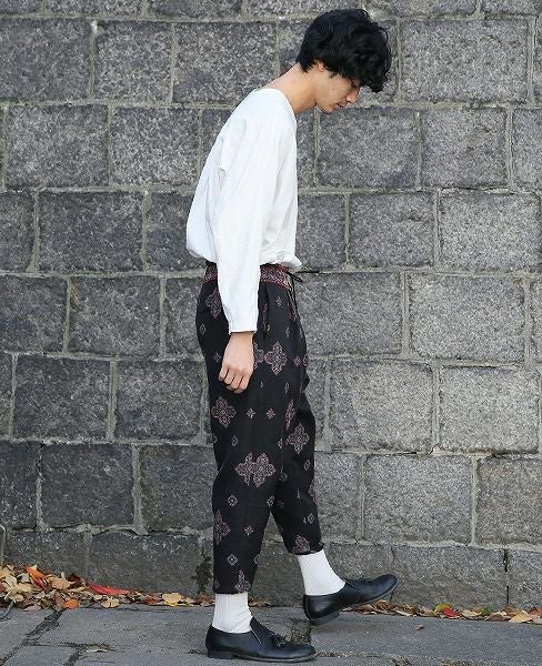 YANTOR.Handwoven Jaquard Silk Himo Pants[Y183PT11/BLACK]