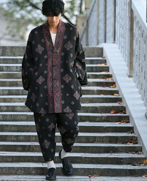 YANTOR.Handwoven Jaquard Silk Himo Pants[Y183PT11/BLACK]