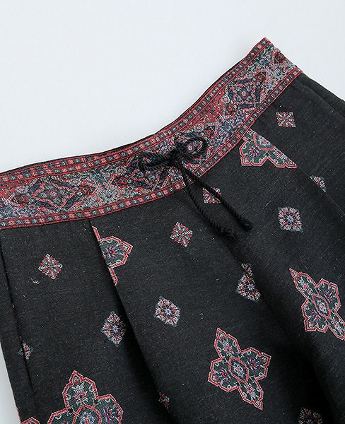 YANTOR.Handwoven Jaquard Silk Himo Pants[Y183PT11/BLACK]