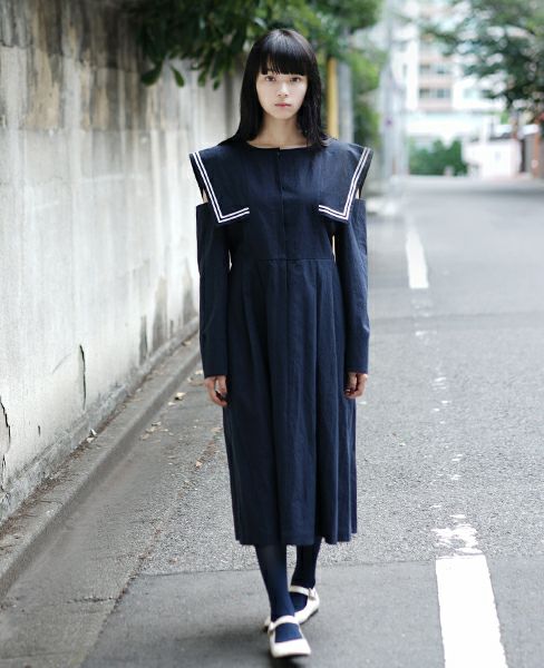 FUTATSUKUKURI.背守りワンピース[19WS-07/Navy]-i