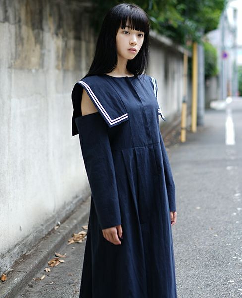 futatsukukuri フタツククリ 暮chic 背守りTシャツ FUTATSUKUKURI背守りワンピース[19WS-07/Navy]-i | Palm maison store