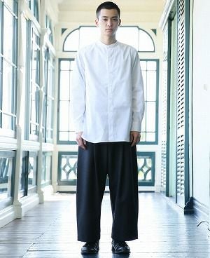 STUDIONICHOLSON COTTON POPLIN MENS STAND COLLAR SHIRT[SN-413A/WHITE]