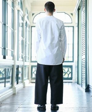 STUDIONICHOLSON.COTTON POPLIN MENS STAND COLLAR SHIRT[SN-413A/WHITE]