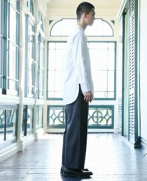 STUDIONICHOLSON.COTTON POPLIN MENS STAND COLLAR SHIRT[SN-413A/WHITE]