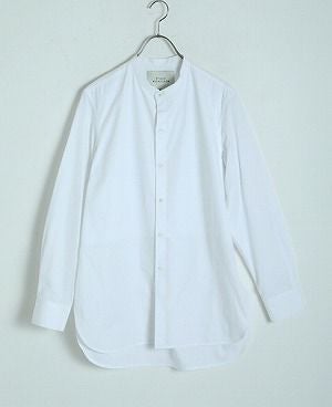 STUDIONICHOLSON.COTTON POPLIN MENS STAND COLLAR SHIRT[SN-413A/WHITE]