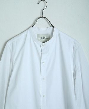 STUDIONICHOLSON.COTTON POPLIN MENS STAND COLLAR SHIRT[SN-413A/WHITE]