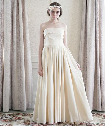 Palm wedding order made.hoshi オーガニックコットン編上げローウエストタックドレス