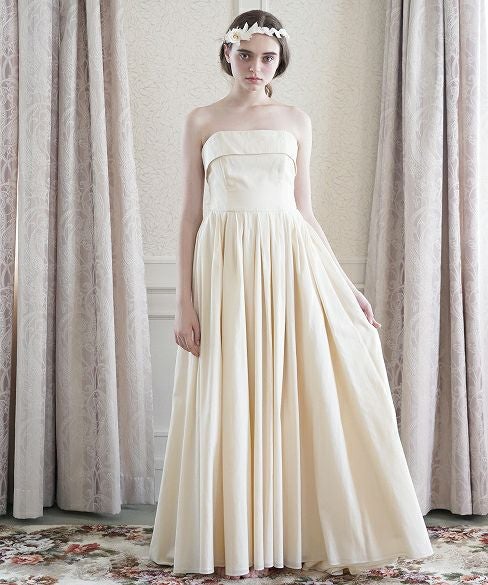 Palm wedding order made.hoshi オーガニックコットン編上げローウエストタックドレス