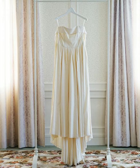 Palm wedding order made.hoshi オーガニックコットン編上げローウエストタックドレス