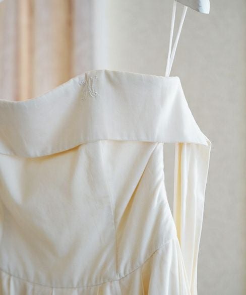 Palm wedding order made.hoshi オーガニックコットン編上げローウエストタックドレス