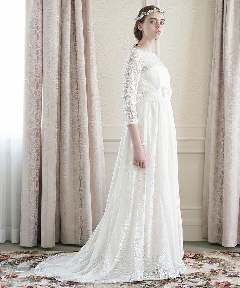 Palm wedding order made.hoshi 総レースドレス