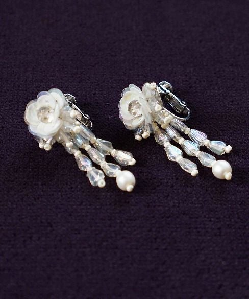 Palm wedding.hoshi アンティークスパンコールフラワー×ウロコフリンジイヤリング