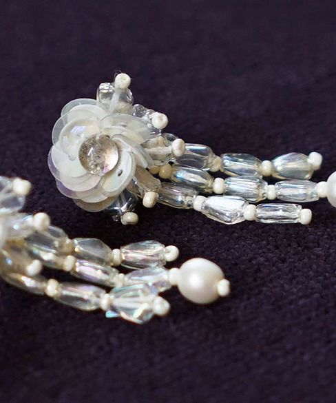 Palm wedding.hoshi アンティークスパンコールフラワー×ウロコフリンジイヤリング