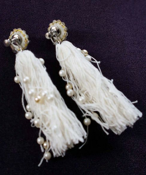 Palm wedding.hoshi アンティークパール付きフリンジイヤリング