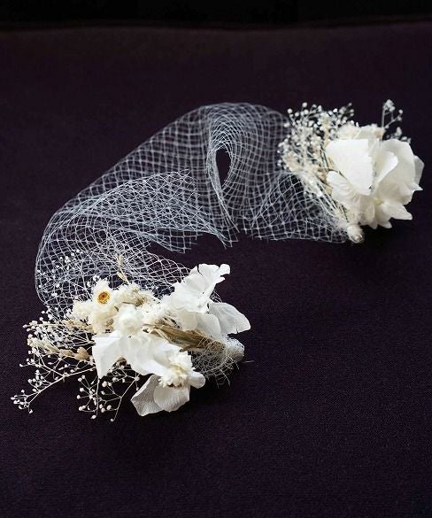 Palm wedding.hoshi ドライ×プリザーブドフラワー ネットヘッドドレス