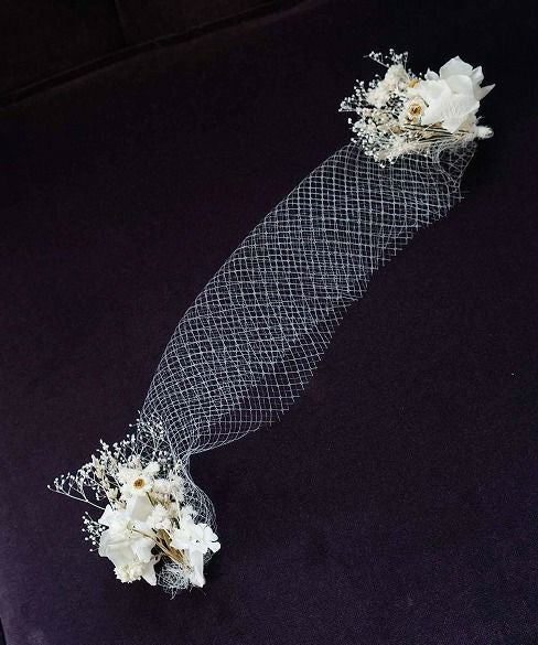 Palm wedding.hoshi ドライ×プリザーブドフラワー ネットヘッドドレス